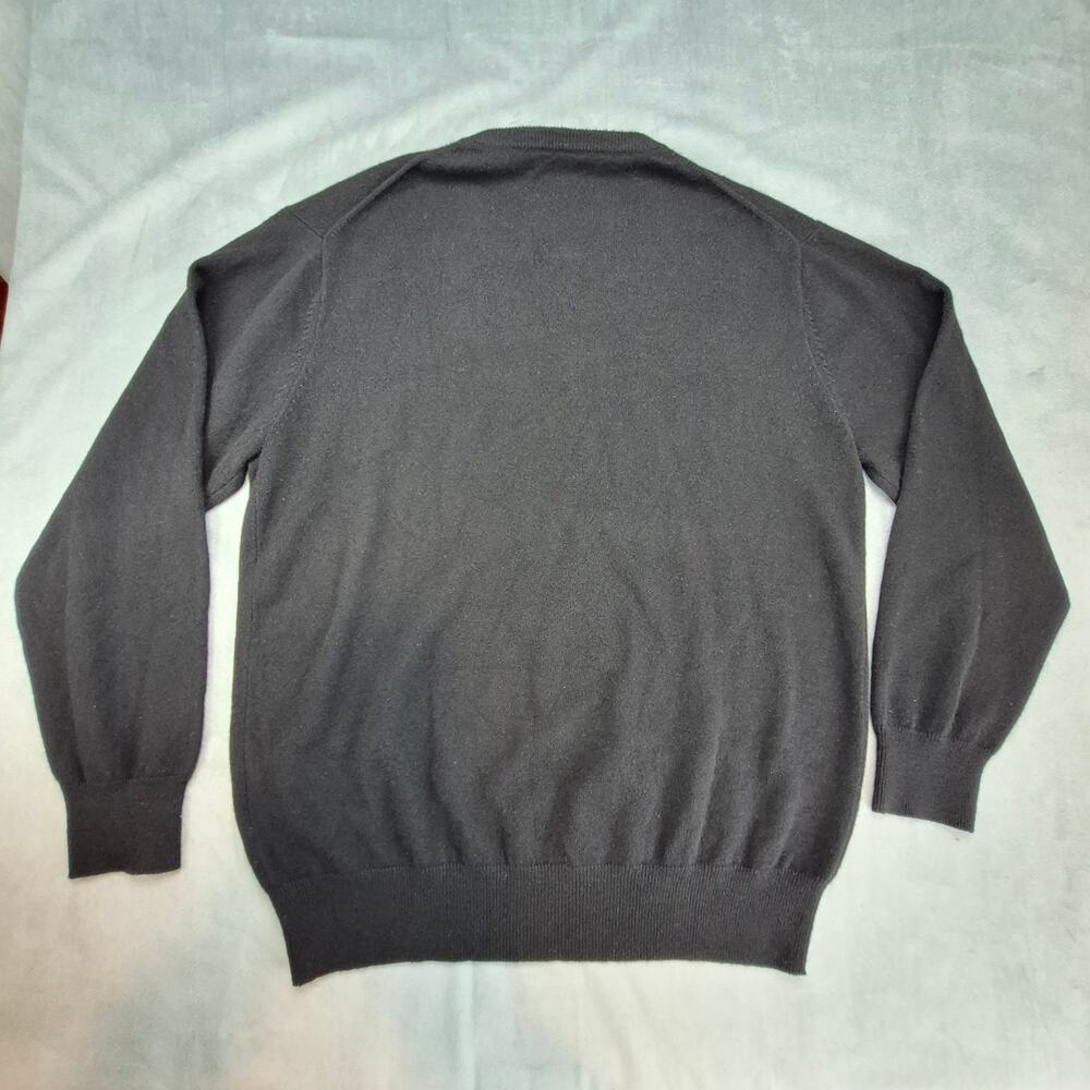 Choix Des Sportifs Men 100% Cashmere V-Neck Pullover Sweater Sz Xl Black Cozy View 5